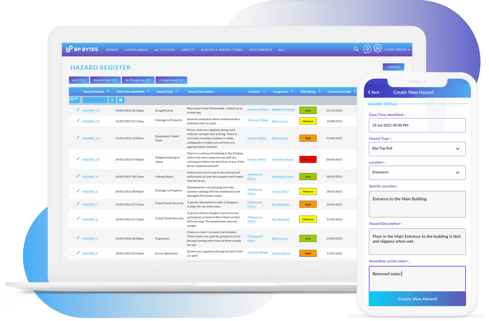 BP Bytes Safety Management Software for incident, hazard and safety reporting management